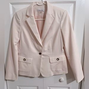 Calvin Klein Light Pink One Button Blazer with Gold Accents Size 6
